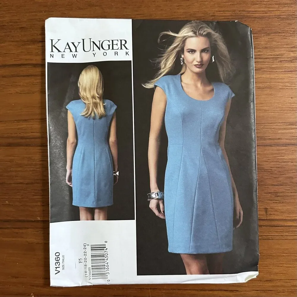 NEW Vogue 1360 Dress Designer Close Fitting Sz 16 24 Sewing Pattern Kay Unger